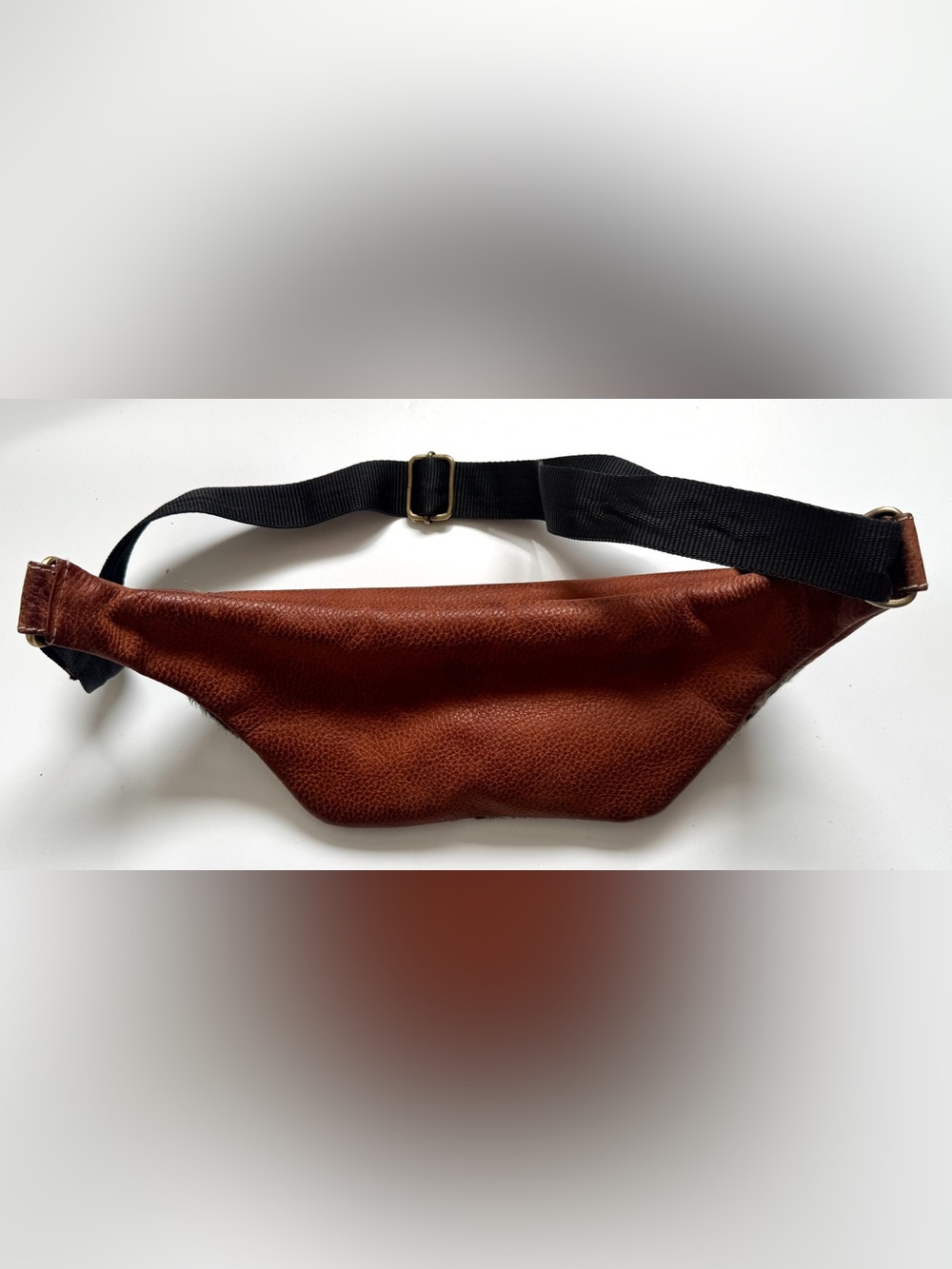 Speckled Hide Fanny Pack (or Crossbody) Brown Leather, Gray & Black - Picture 3 of 7